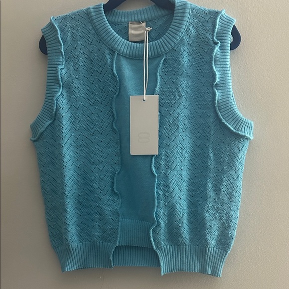 8 By Yoox Sweaters - NWT YOOX Sleeveless Knit Crew Sweater Vest in Aqua Blue- XS